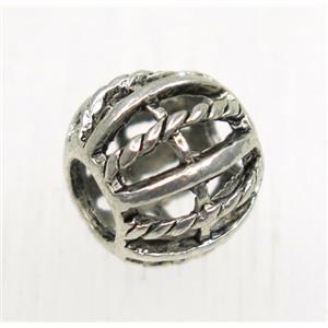 hollow tibetan silver beads, non-nickel, approx 9x10.5mm, 4mm hole