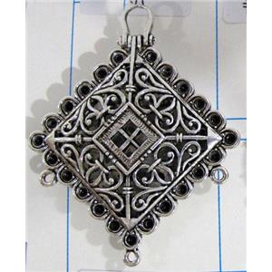 Hollow Tibetan Silver pendant, lead free and nickel free, 50x50mm