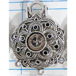 Hollow Tibetan Silver pendant, lead free and nickel free, 30mm dia