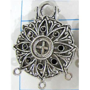 Hollow Tibetan Silver pendant, lead free and nickel free, 31mm dia