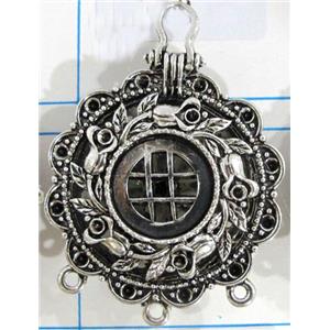 Hollow Tibetan Silver pendant, lead free and nickel free, 37mm dia