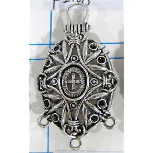 Hollow Tibetan Silver pendant, lead free and nickel free, 26x37mm