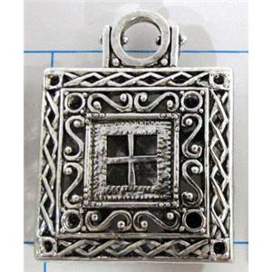 Hollow Tibetan Silver pendant, lead free and nickel free, 30x30mm