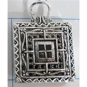 Hollow Tibetan Silver pendant, lead free and nickel free, 30x30mm