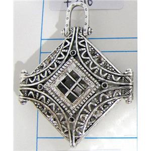 Hollow Tibetan Silver pendant, lead free and nickel free, 41x43mm