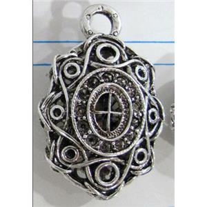 Hollow Tibetan Silver pendant, lead free and nickel free, 27x34mm