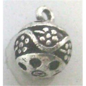 Round tibetan silver pendant, lead free and nickel free, approx 11mm dia