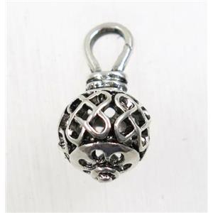 Tibetan Silver hollow pendant, lead free and nickel free, approx 9mm ball