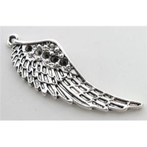 Tibetan Silver pendants, Lead free and nickel Free, wing, 42mm length