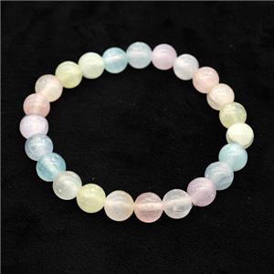 Selenite Bracelet Stretchy Round Multicolor, approx 8mm