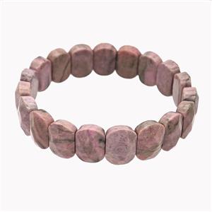 Pink Wood Lace Jasper Bracelet Stretchy, approx 11-15mm