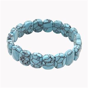 Teal Dye Howlite Turquoise Bracelet Stretchy, approx 11-15mm