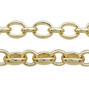 Alloy Rolo Chain Gold Plated, approx 9-10mm, 10-13mm