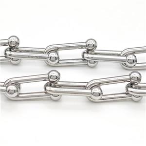 Alloy Chain U-Shape Platinum Plated, approx 14-26mm