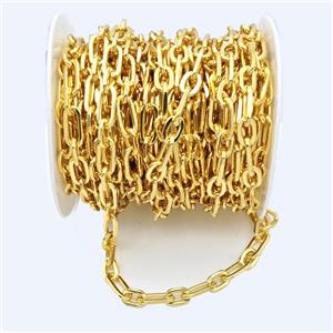 Iron Chain Gold Plated, approx 7-11mm, 7-15mm