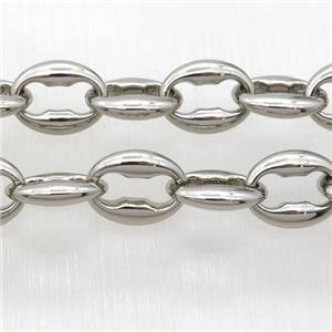 Alloy Chain, platinum plated, approx 11-14mm