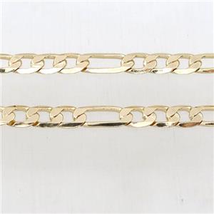 Copper curb chain, gold plated, approx 6-9mm, 6-14mm