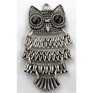 Tibetan Silver Owl Charms pendants, 25x50mm