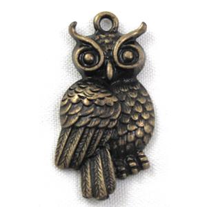 Tibetan Silver Owl Charms pendants, Antique bronze, 20x35mm