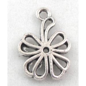 Tibetan Silver clover pendants, Zn Alloy, 12x19mm