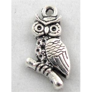 Tibetan Silver owl pendants, Zn Alloy, 10x20mm