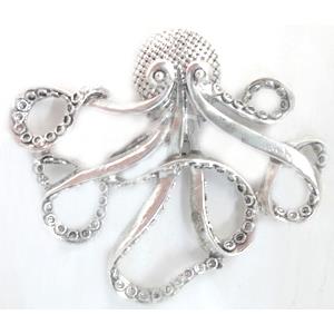 Tibetan Silver octopus pendants, Lead and nickel Free, 65x55mm