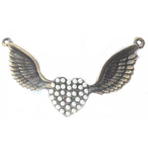 Angel Wing pendant, lead free, nickel free, bronze, approx 77mm wide