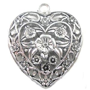 Tibetan Silver heart pendants, Lead and nickel Free, 30mm wide