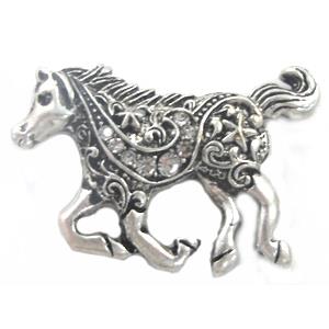 Tibetan Silver Horse, Lead and nickel Free, 45x30mm