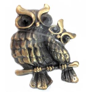 Tibetan Silver Owl charm, Lead and nickel Free, bronze, 30x40mm