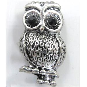 Tibetan Silver Owl charm, Lead and nickel Free, 18x30mm