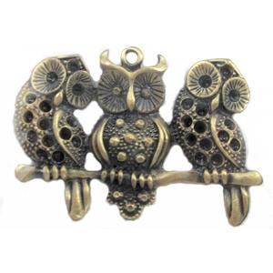 Tibetan Silver Owl, Lead and nickel Free, bronze, 55x40mm