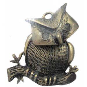 Tibetan Silver Owl, Lead and nickel Free, bronze, 45x60mm