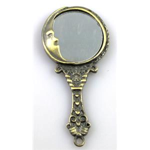 tibetan silver charms pendants, mirror-pad, non-nickel, 30x60mm