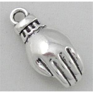 tibetan silver hand pendant, non-nickel, 8x18mm