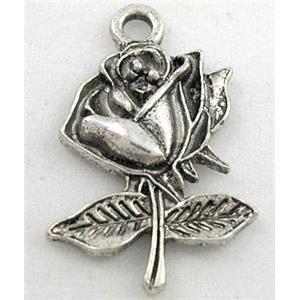 tibetan silver flower pendant, Non-Nickel, approx 18x30mm