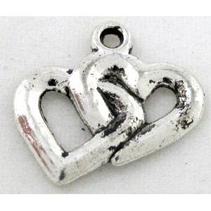 tibetan silver heart pendant, Non-Nickel, approx 18x18mm