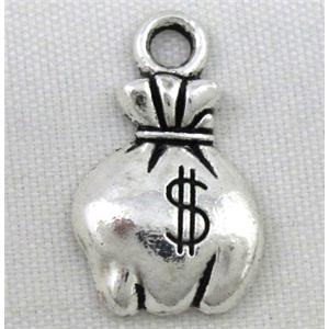 tibetan silver charms bead non-nickel, approx 11x18.5mm