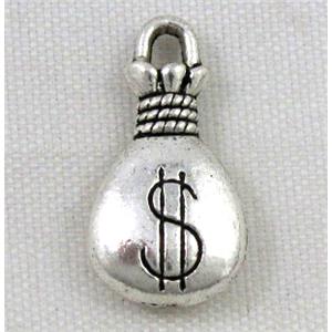 tibetan silver charms bead non-nickel, approx 9x17mm