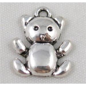 Tibetan silver bear pendant, Non-nickel, approx 12x16mm