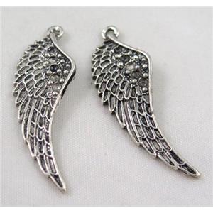 Tibetan silver wing pendant, Non-nickel, approx 13x40mm