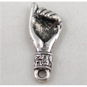 Tibetan silver hand pendant, Non-nickel, approx 10x23mm