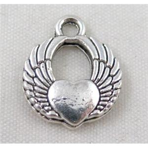 Tibetan silver wing pendant, Non-nickel, approx 15mm dia