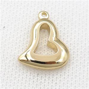 stainless steel heart pendant, gold plated, approx 18-20mm