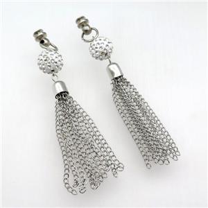 Iron Chain Tassel Pendant, nickel color, approx 14mm, 100mm length