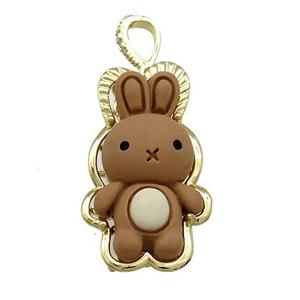 Chocolate Resin Rabbit Pendant Gold Plated, approx 18-35mm