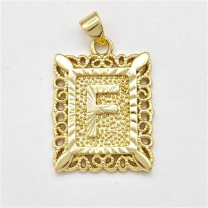 Copper Letter-F Pendant Frame Gold Plated, approx 18-21mm