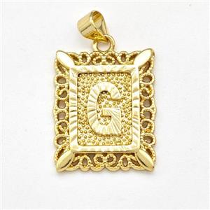 Copper Letter-G Pendant Frame Gold Plated, approx 18-21mm