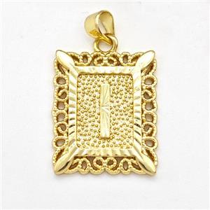 Copper Letter-I Pendant Frame Gold Plated, approx 18-21mm