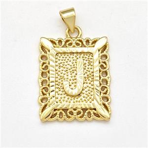 Copper Letter-J Pendant Frame Gold Plated, approx 18-21mm